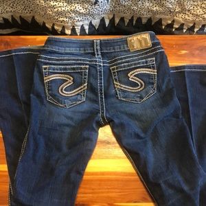 silver flare dark wash jeans size 26